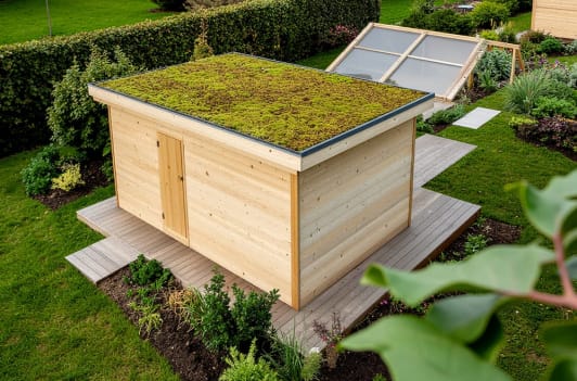 Dachbegrünung Gartenhaus